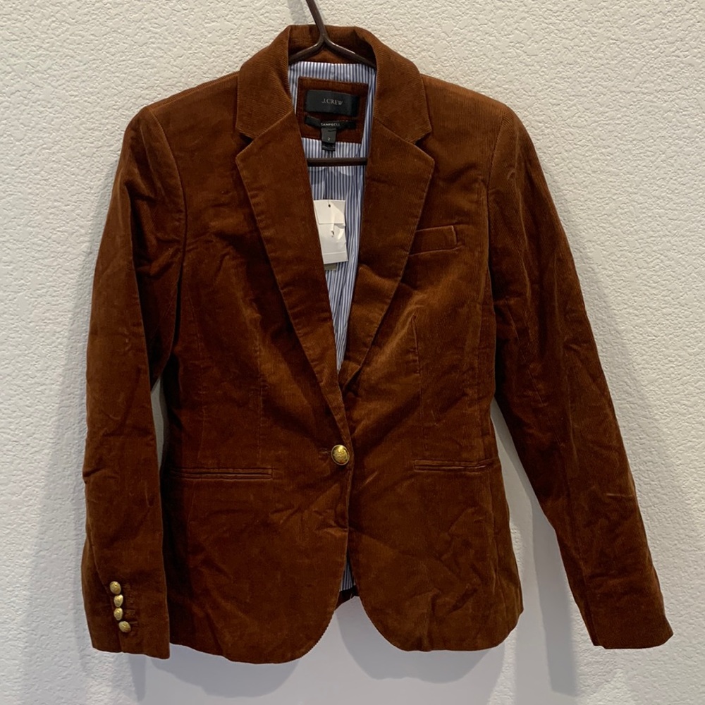 NWT J.Crew Campbell Corduroy Blazer Jacket Brown 2